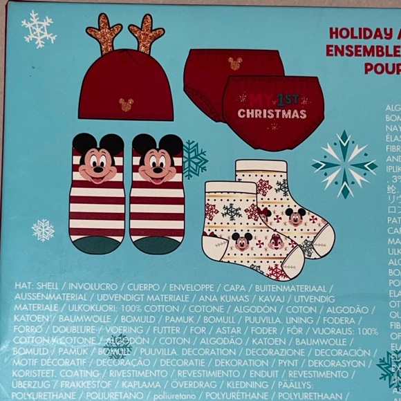 Disney Holiday Baby Socks, Beanie, and Diaper Cover Set - Picture 5 of 6